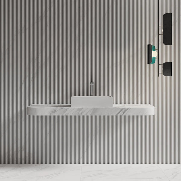 MonBlari XA-A32B Rectangular Solid Surface Vessel Sink Bathroom Sink 510mm - 600mm