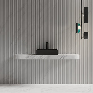 MonBlari XA-A32B Black Rectangular Solid Surface Sink Vessel Sink for Bathroom 510mm - 600mm