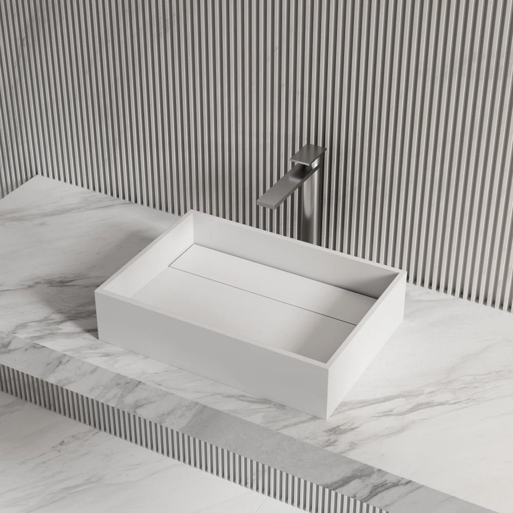MonBlari XA-A32B Rectangular Solid Surface Vessel Sink Bathroom Sink 510mm - 600mm