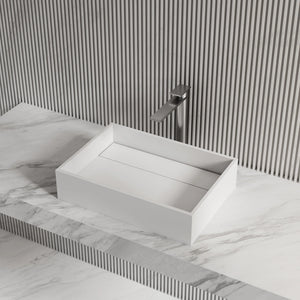 MonBlari XA-A32B Rectangular Solid Surface Vessel Sink Bathroom Sink 510mm - 600mm