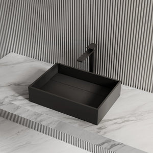 MonBlari XA-A32B Black Rectangular Solid Surface Sink Vessel Sink for Bathroom 510mm - 600mm