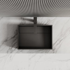 MonBlari XA-A32B Black Rectangular Solid Surface Sink Vessel Sink for Bathroom 510mm - 600mm