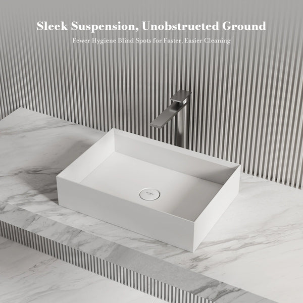 MonBlari XA-A32C Rectangular Solid Surface Vessel Bathroom Sink 600mm