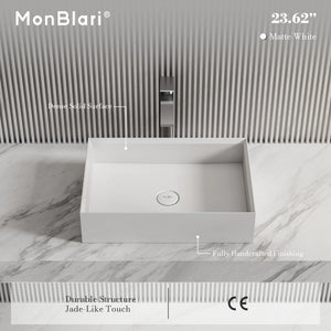 MonBlari XA-A32C Rectangular Solid Surface Vessel Bathroom Sink 600mm