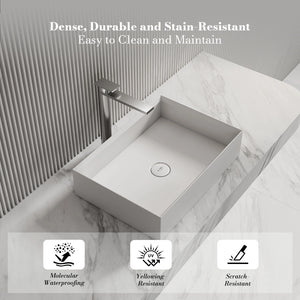 MonBlari XA-A32C Rectangular Solid Surface Vessel Bathroom Sink 600mm