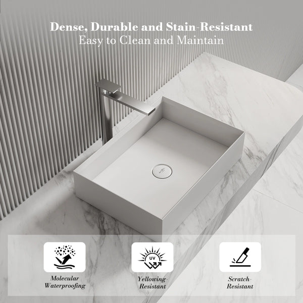 MonBlari XA-A32C Rectangular Solid Surface Vessel Bathroom Sink 600mm