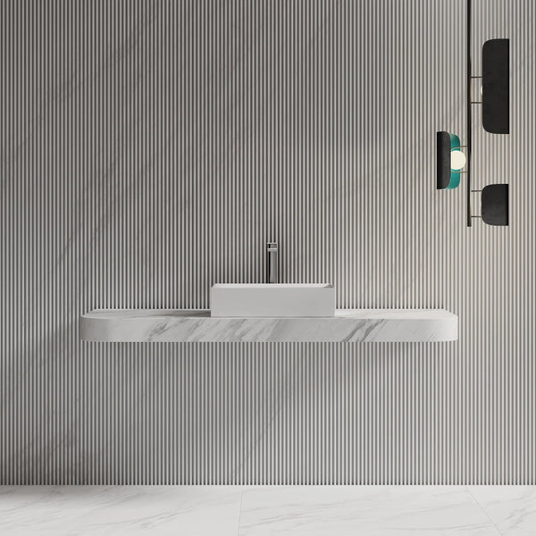 MonBlari XA-A32C Rectangular Solid Surface Vessel Bathroom Sink 600mm