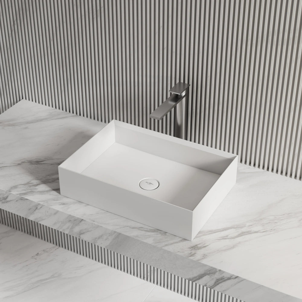 MonBlari XA-A32C Rectangular Solid Surface Vessel Bathroom Sink 600mm