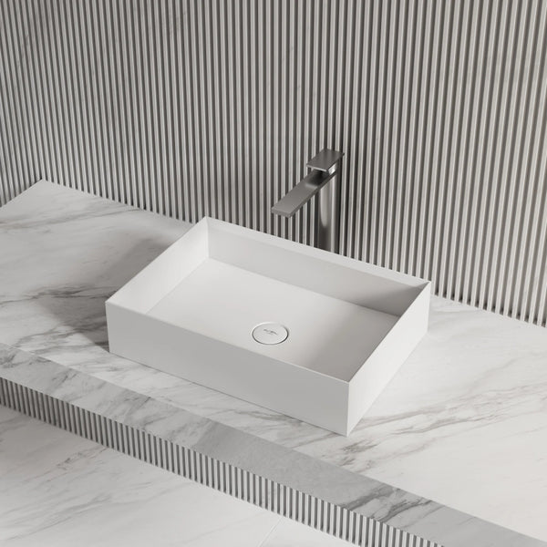 MonBlari XA-A32C Rectangular Solid Surface Vessel Bathroom Sink 600mm