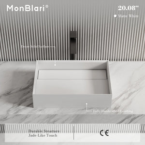 MonBlari XA-A32D Rectangular Solid Surface Vessel Sink Bathroom Sink 510mm - 600mm