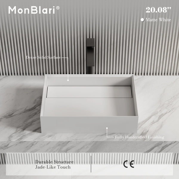 MonBlari XA-A32D Rectangular Solid Surface Vessel Sink Bathroom Sink 510mm - 600mm