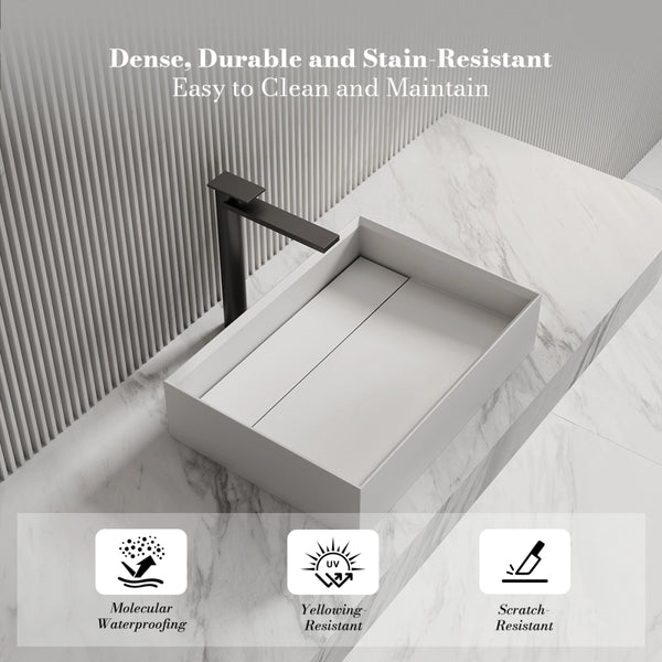 MonBlari XA-A32D Rectangular Solid Surface Vessel Sink Bathroom Sink 510mm - 600mm