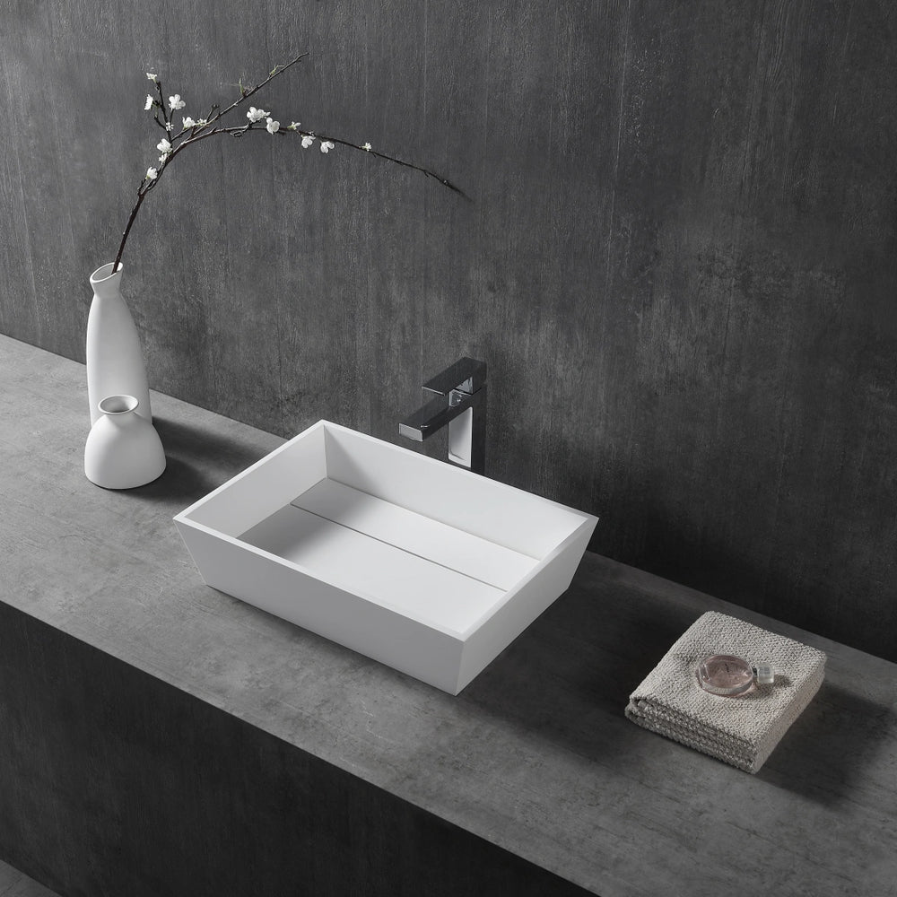 MonBlari XA-A33B Solid Surface Rectangular Bathroom Vessel Sink 510mm