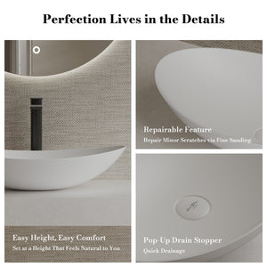 MonBlari XA-A76 Solid Surface Vessel Bowl Sink Bathroom Sink 600mm