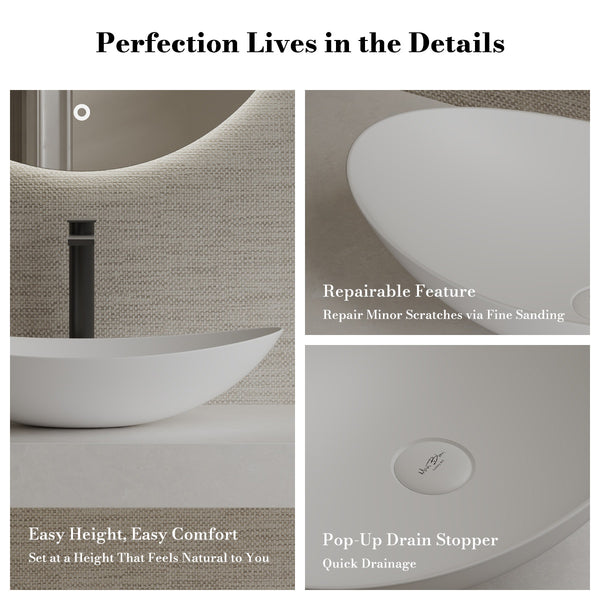 MonBlari XA-A76 Solid Surface Vessel Bowl Sink Bathroom Sink 600mm