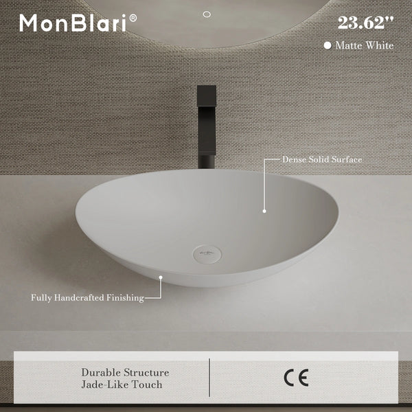 MonBlari XA-A76 Solid Surface Vessel Bowl Sink Bathroom Sink 600mm