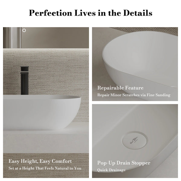 MonBlari XA-A78 Solid Surface Vessel Bowl Sink Bathroom Sink 560mm