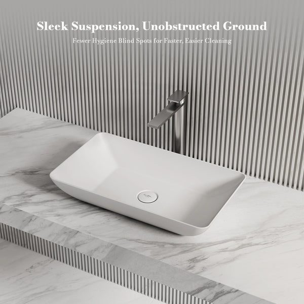 MonBlari XA-A81 Rectangular Solid Surface Vessel Sink for Bathroom 600mm