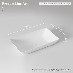 MonBlari XA-A81 Rectangular Solid Surface Vessel Sink for Bathroom 600mm