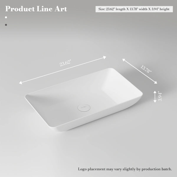 MonBlari XA-A81 Rectangular Solid Surface Vessel Sink for Bathroom 600mm