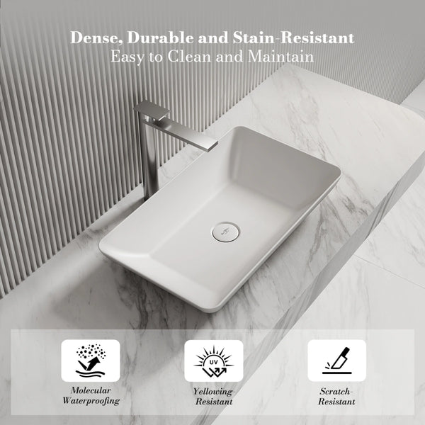 MonBlari XA-A81 Rectangular Solid Surface Vessel Sink for Bathroom 600mm