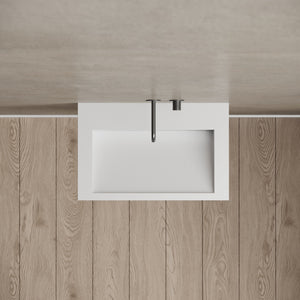 23.6 Inch MonBlari Solid Surface Wall Mount Sink Bathroom Sink TW-G272-MW-TopView