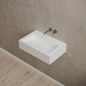 23.6 Inch MonBlari Solid Surface Wall Mount Sink Bathroom Sink TW-G272-MW-RightTop