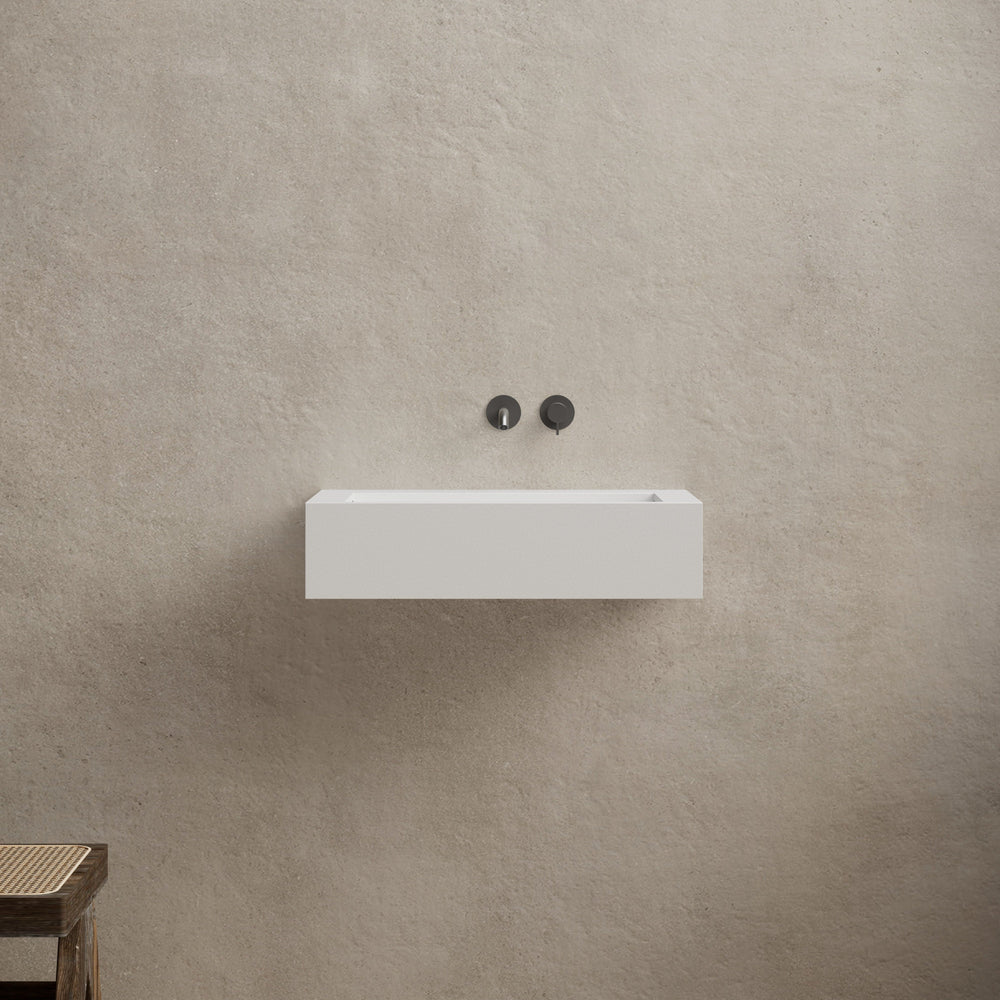 23.6 Inch MonBlari Solid Surface Wall Mount Sink Bathroom Sink TW-G272-MW-FrontView
