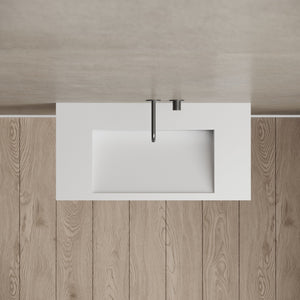 31.5 Inch MonBlari Solid Surface Wall Mount Sink Bathroom Sink TW-G273-TopView