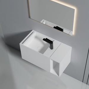 31 Inch MonBlari Solid Surface Vessel Bowl Sink Bathroom Sink-XA-G33-L-RightTopView