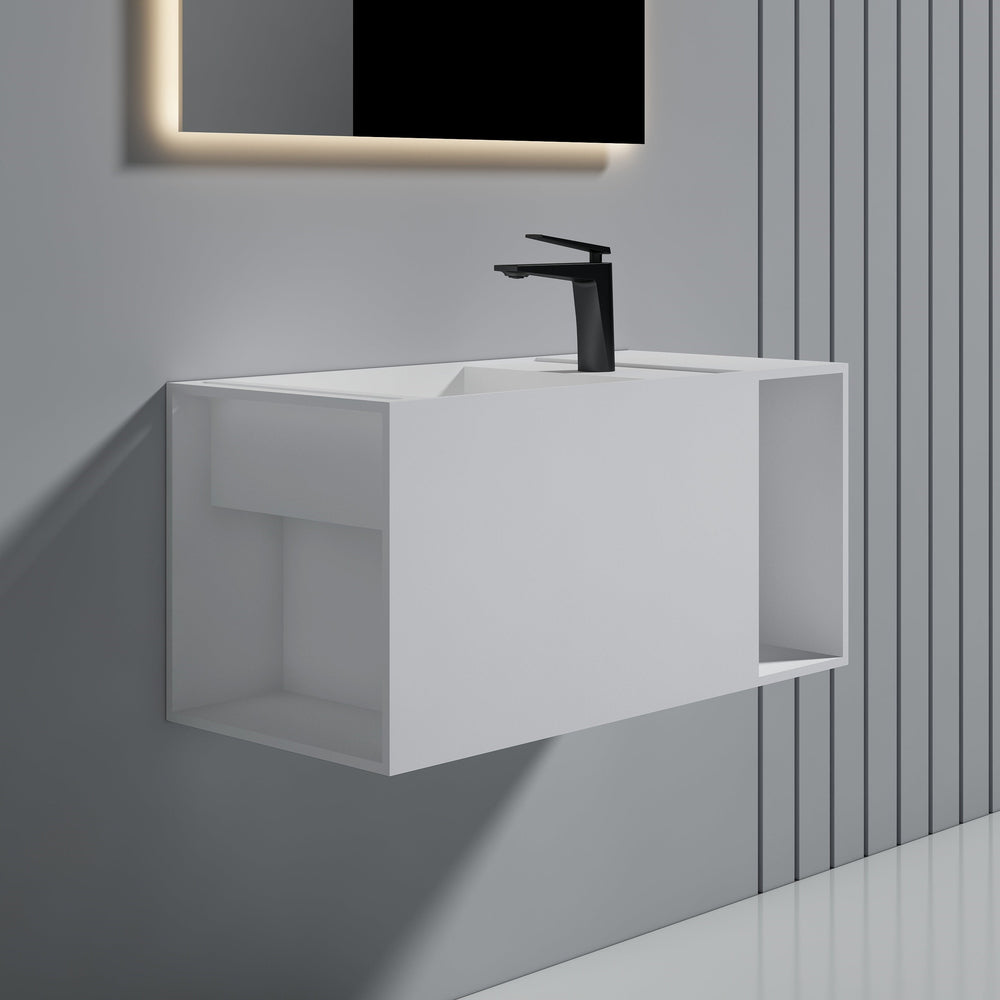 31 Inch MonBlari Solid Surface Vessel Bowl Sink Bathroom Sink-XA-G33-L-FrontView