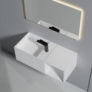 35 Inch MonBlari Solid Surface Vessel Bowl Sink Bathroom Sink-XA-G34-LR-RightTopCloseUp