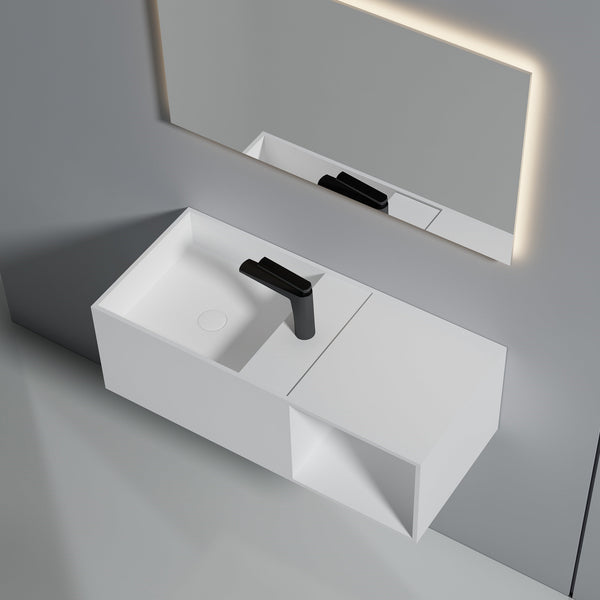 35 Inch MonBlari Solid Surface Vessel Bowl Sink Bathroom Sink-XA-G34-LR-RightTopCloseUp