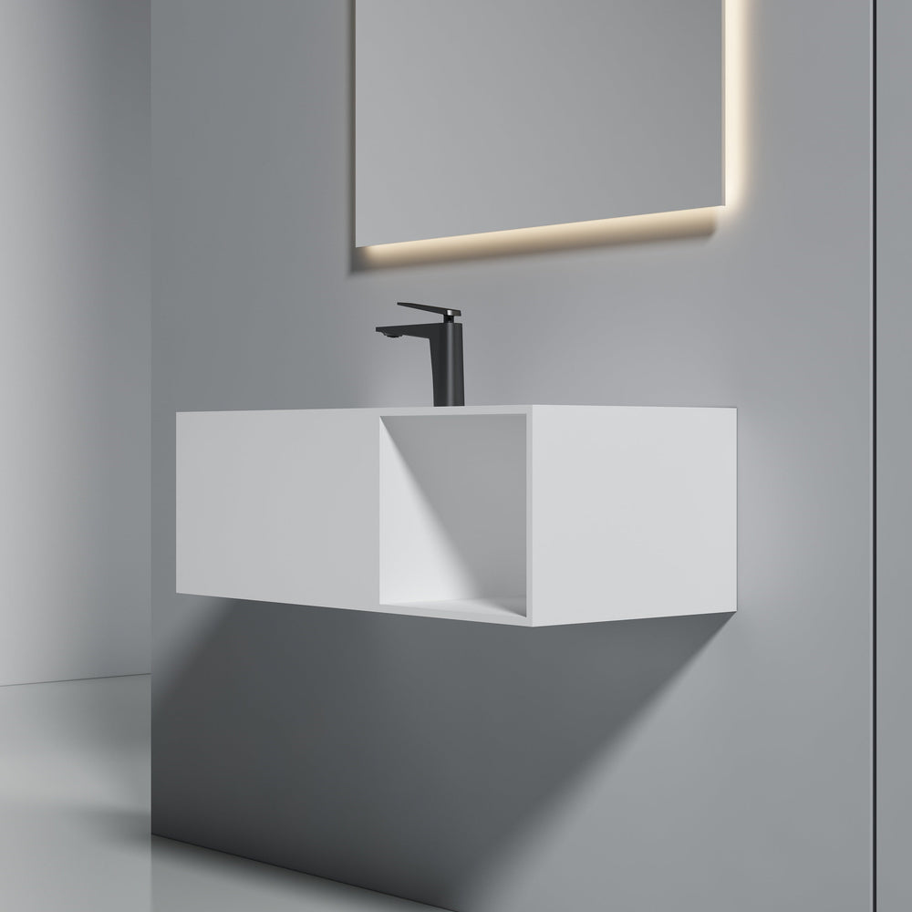 35 Inch MonBlari Solid Surface Vessel Bowl Sink Bathroom Sink-XA-G34-LR-FrontView
