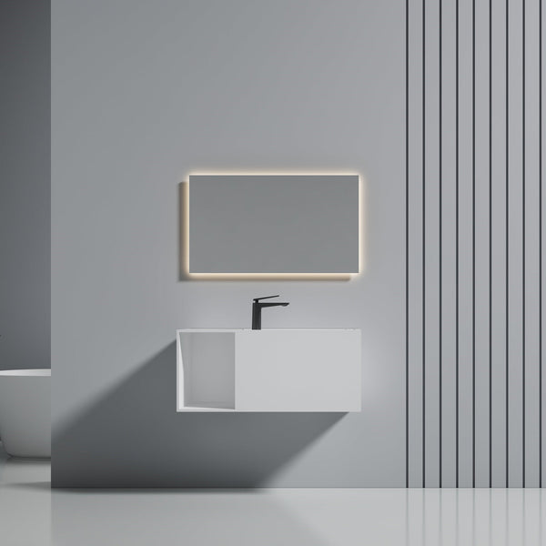 35 Inch MonBlari Solid Surface Vessel Bowl Sink Bathroom Sink-XA-G35-LR-FrontView