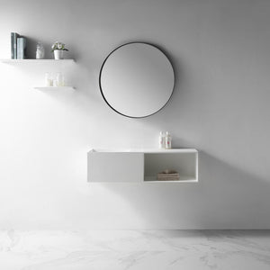 43 Inch MonBlari Solid Surface Vessel Bowl Sink Bathroom Sink-XA-G36-LR-FrontView