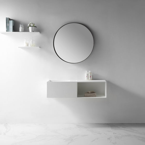 43 Inch MonBlari Solid Surface Vessel Bowl Sink Bathroom Sink-XA-G36-LR-FrontView