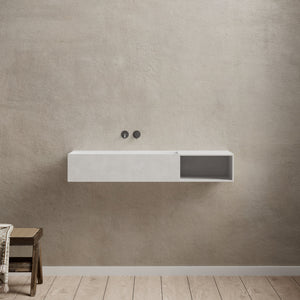 34.3 Inch MonBlari Solid Surface Wall Mount Sink XA-G62L-frontView