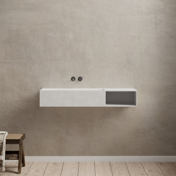 34.3 Inch MonBlari Solid Surface Wall Mount Sink XA-G62L-frontView