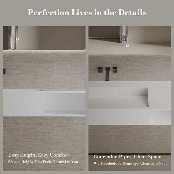 MonBlari XA-G62 SERENE SERIES Solid Surface Wall Mount Sink 870mm - 1200mm