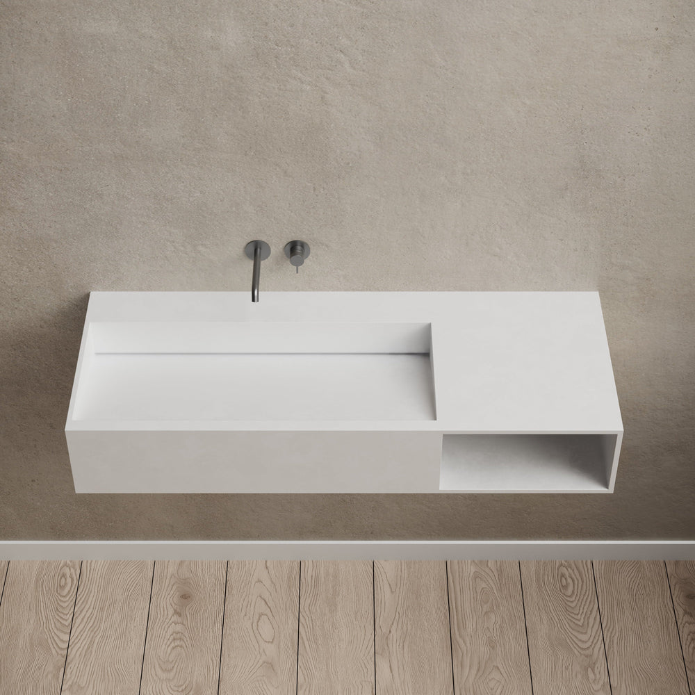 34.3 Inch MonBlari Solid Surface Wall Mount Sink XA-G62L-frontView