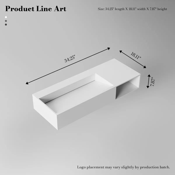 MonBlari XA-G62 SERENE SERIES Solid Surface Wall Mount Sink 870mm - 1200mm