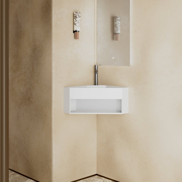 19.7 Inch MonBlari Solid Surface Wall Mount Sink XA-G70-FrontView