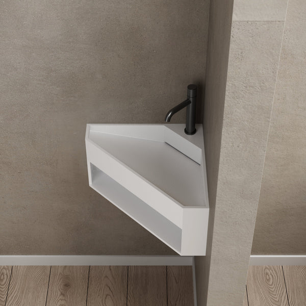 19.7 Inch MonBlari Solid Surface Wall Mount Sink XA-G70-SideTop