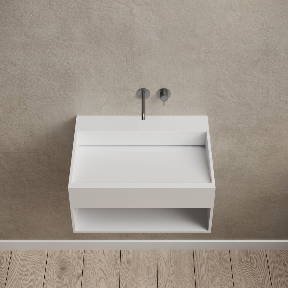 23.6 Inch MonBlari Solid Surface Wall Mount Sink XA-G71-FrontView