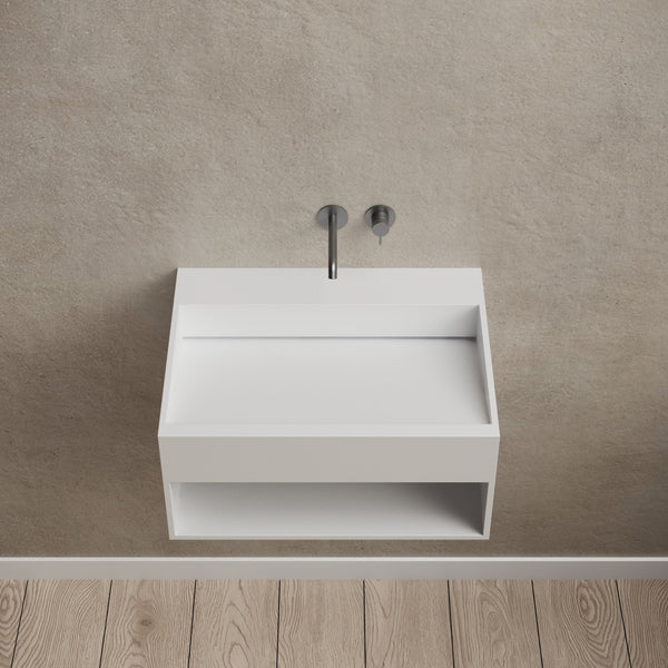 23.6 Inch MonBlari Solid Surface Wall Mount Sink XA-G71-frontTop