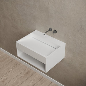 23.6 Inch MonBlari Solid Surface Wall Mount Sink XA-G71-SideTop