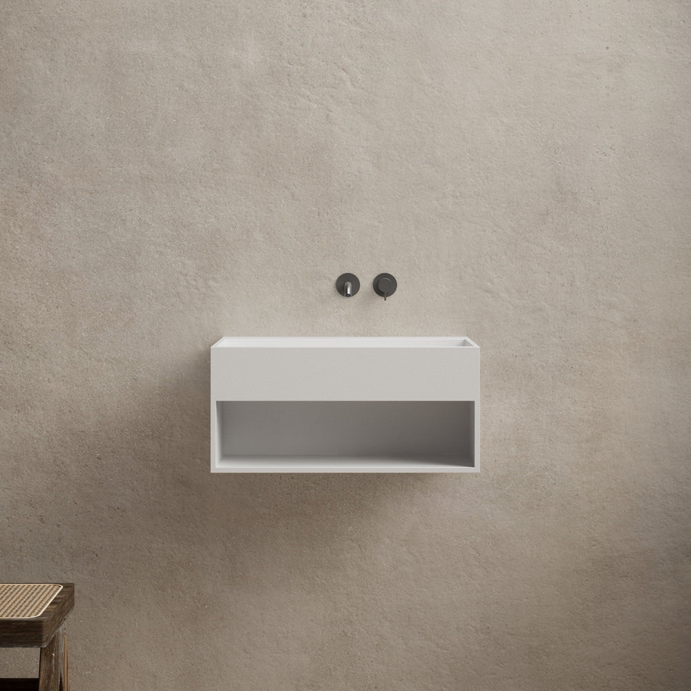 23.6 Inch MonBlari Solid Surface Wall Mount Sink XA-G71-FrontView