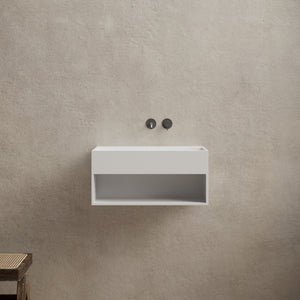 23.6 Inch MonBlari Solid Surface Wall Mount Sink XA-G71-FrontView