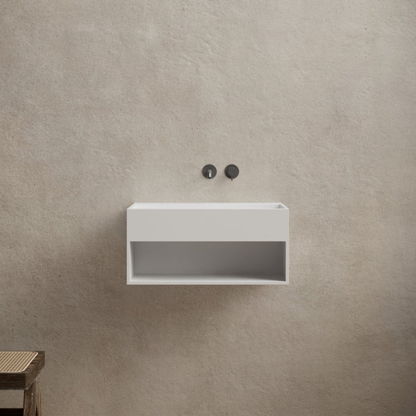 23.6 Inch MonBlari Solid Surface Wall Mount Sink XA-G71-FrontView